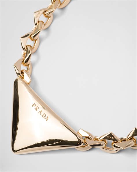 prada necklace white and gold|prada symbol necklace.